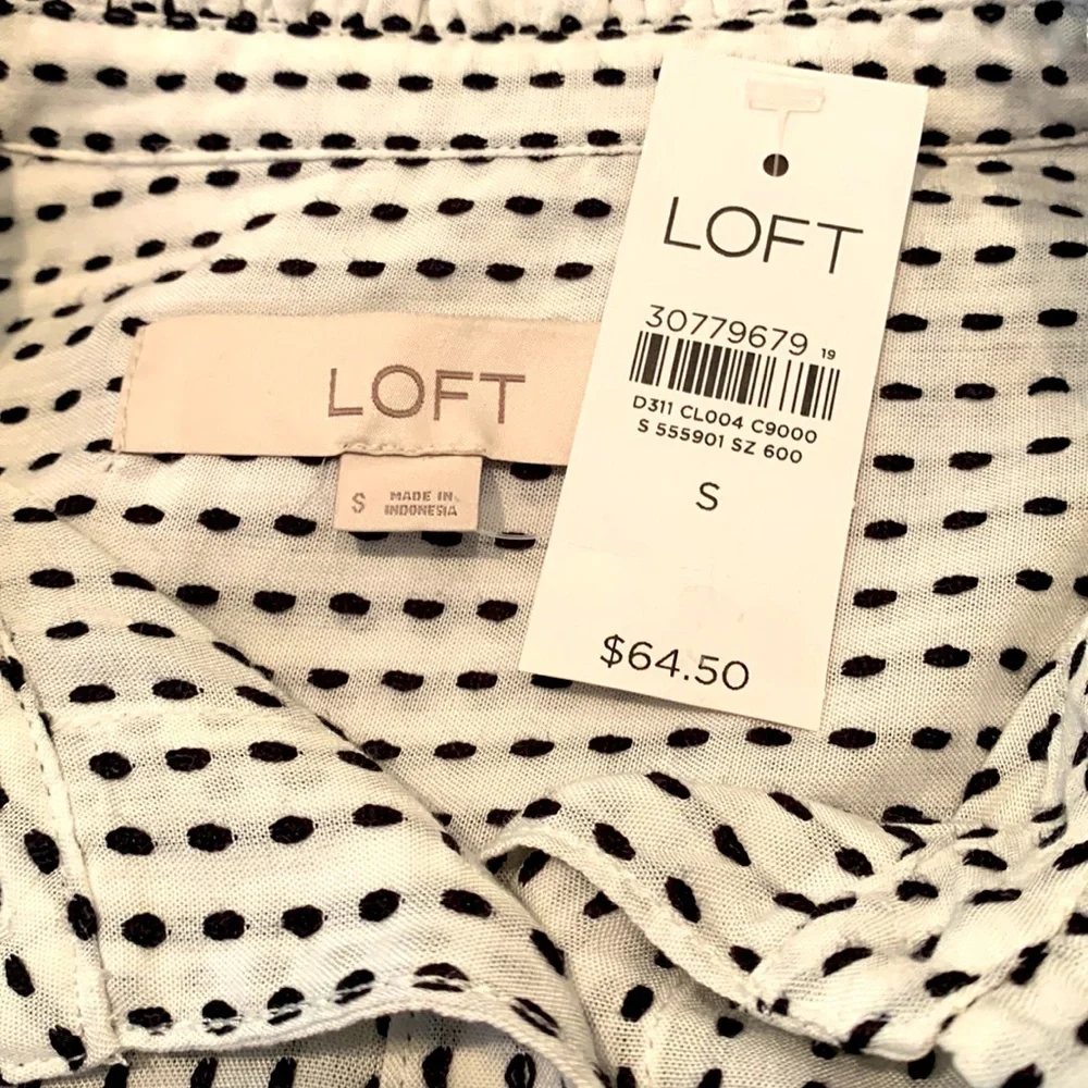 LOFT Striped Ruffle Trim Shirt NWT - Picture 9 of 9